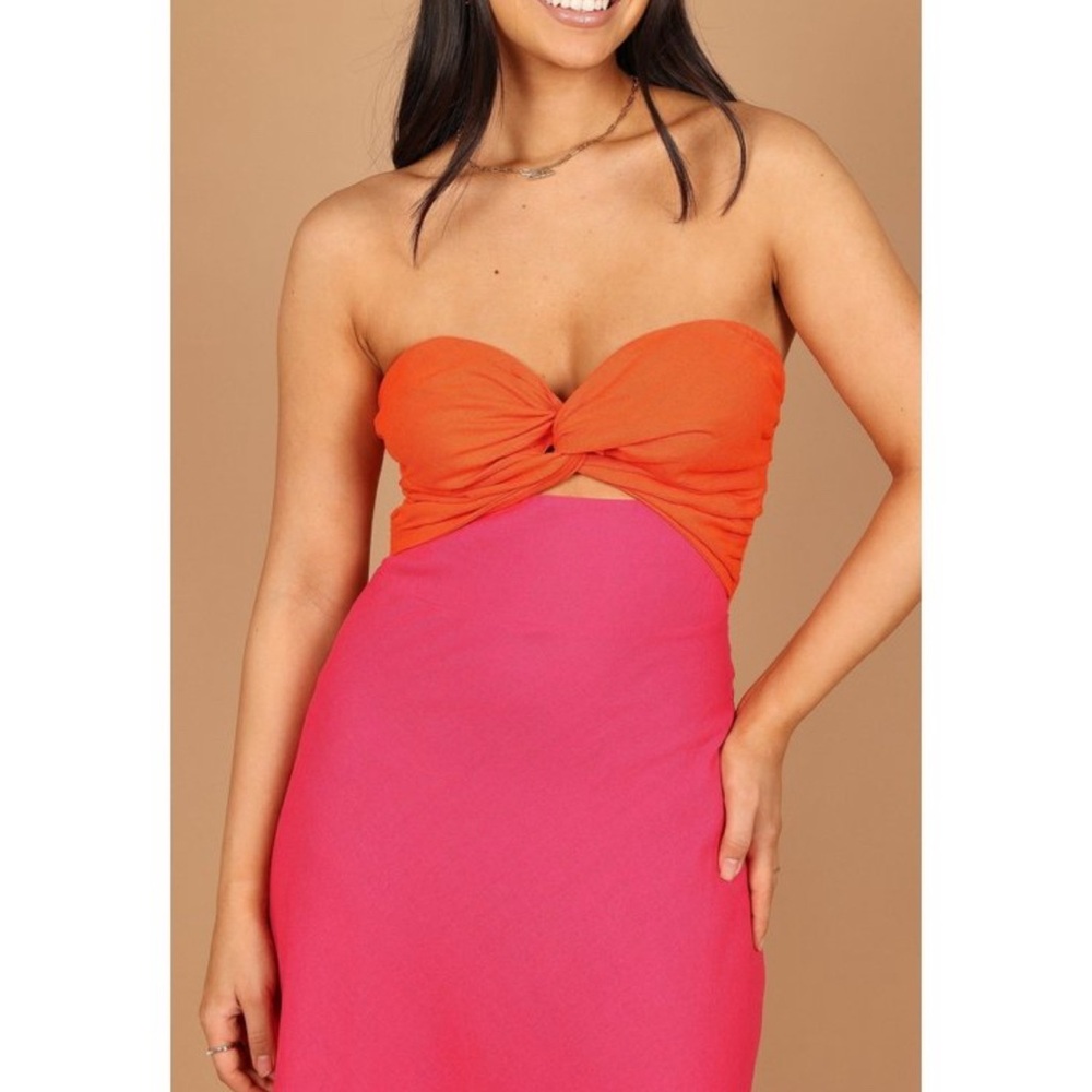 Petal & Pup Orange and Pink Strapless Dress